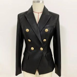 Women Black leather Blazer